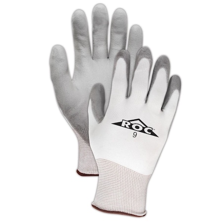 Magid Coated Gloves, Polyurethane, 3 Abrasion Level, White, 10 12 PK GP13910
